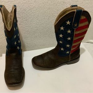 Roper Big Kids 4 American Patriotic Cowboy Boots Unisex Flag